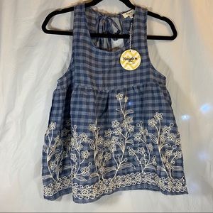 *FINAL PRICE* NWT buffalo plaid tank top with embroidery (S)